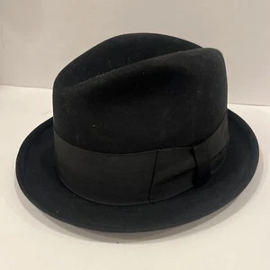 Vintage Caxton Hale New York Fedora Hat Fifth Avenue Black 7 1/8 Benchcraft - Picture 1 of 11