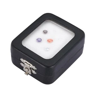 Small Gemstone Display Case Black Leather Foam Insert Storage Box - Picture 1 of 1