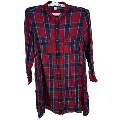 Old Navy Red & Blue Plaid Button-Up Tunic Dress Size XL - Image 1 of 4