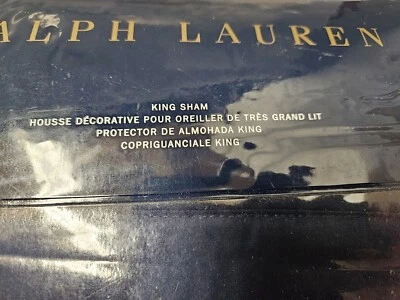 Ralph Lauren Reed Polo Navy Blue King Sham Cotton Sateen 20X36 New $145 - Image 1 of 4