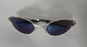 Oakley Juliet Titanium Sunglasses Blue Iridium Mirror Sport Wrap‑Frame - Picture 1 of 6