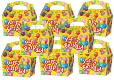 Happy Birthday Party Boxes Food Loot Lunch Cardboard Gift Childrens Kids - Изображение 1 из 2