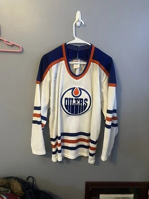 Camiseta deportiva de hockey blanca vintage Edmonton Oilers firmada por CCM Grant Fuhr 31 para hombre L Foto 1 de 4