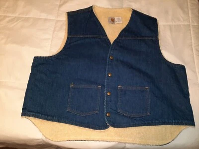 Chaleco Denim Forrado Sherpa Carhartt De Colección XXXL Hecho en Unión EE. UU. 3xl Foto 1 de 4
