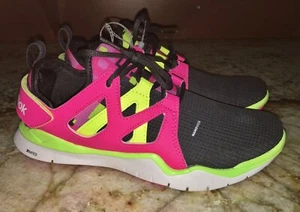 REEBOK ZCut TR Dark Grey Solar Pink Yellow Running Shoes NEW Youth Girls 7 - Picture 1 of 6