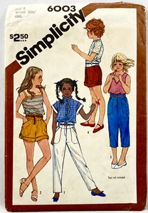1983 Simplicity Sewing Pattern 6003 Girls Yoked Pants 3 Lengths Size 8 Vtg 13321 - Picture 1 of 2