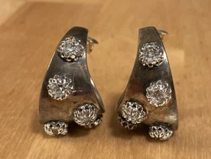 Pendientes con clip Rosenstein de plata y diamantes de imitación firmados geniales - Imagen 1 de 5