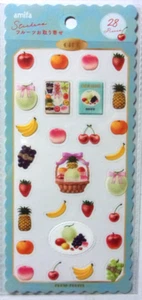 amifa Fruits Sticker Sheet Japan Strawberry Grape Melon Banana Peach Cherry - Picture 1 of 4