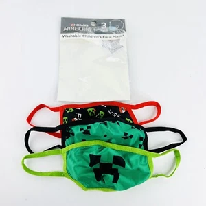 Mojang Minecraft Boys Washable Face Mask 3 Pack Multicolor Opened Bag - Picture 1 of 2