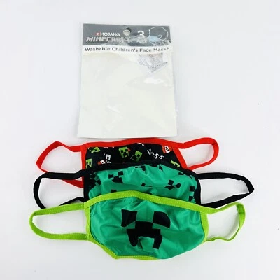 Mojang Minecraft Boys Washable Face Mask 3 Pack Multicolor Opened Bag - Image 1 of 2