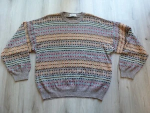 Vintage Pronto Uomo Sweater Mens 50/M Knit Bill Cosby Teacher Geometric Italy - Picture 1 of 13