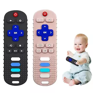 2 Pack- Baby Silicone Teething Toys, Toy Remote for Toddlers 6-18 Months - Picture 1 of 7