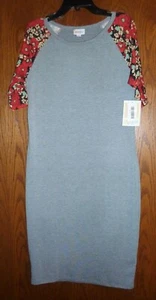 Neu mit Etikett Lularoe *Julia Kleid* in GRAU mit geblümten Raglanärmeln - Misses S - Bild 1 von 2