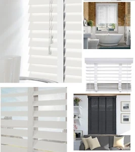 Persianas venecianas de madera sintética persianas con cintas 50 mm listones accesorios blancos Inc - Imagen 1 de 14