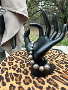 VTG Large Taxco Sterling Silver Large Ball Bead Chain Bracelet Mexico 31g HTF - Picture 1 of 18