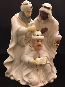 Christmas Nativity Scene Porcelain with Gold Trim and Jewel Trim - Picture 1 of 7