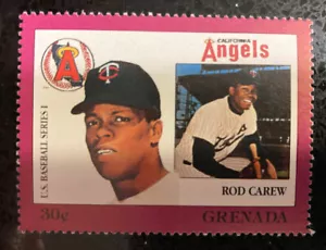 Estampilla Rod Carew Minnesota Twins 1988 MLB Granada de corte - Imagen 1 de 1