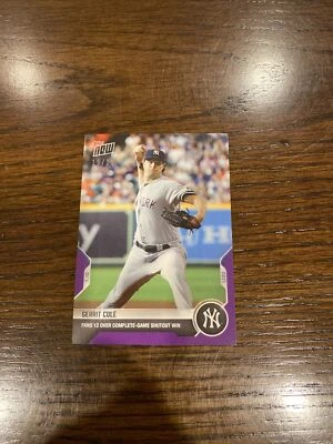 2021 Topps Now Purple Parallel 15/25 487 Gerrit Cole Yankees Fans 12 CG Shutout - Image 1 of 2