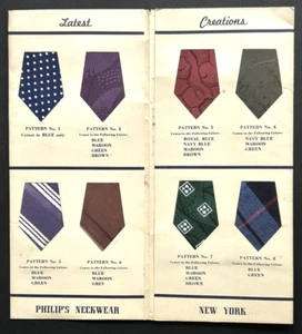 Vintage Clothing Men's Tie Material Swatch Sample Book Philips Neckwear New York - Picture 1 of 2