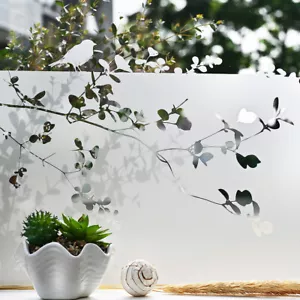 Fensterfolie Sichtschutzfolie selbstklebend blickdicht Motiv Äste und Vogel - Bild 1 von 5