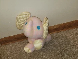 Vtg Playskool Elephant Blankies Snuzzles Very Clean excellent Pink Plaid - Picture 1 of 11