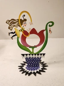 Silvestri Karen Rossi Metal Sculpture Flower Tulip Photo Frame Whimsical Signed - Picture 1 of 11