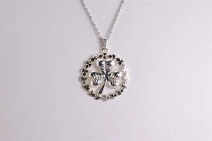 Colgante corona trébol irlandés plata de ley 23 mm x 23 mm cadena Irlanda 16" - Imagen 1 de 6