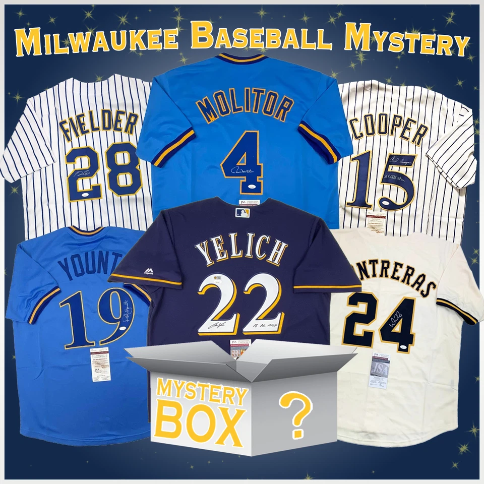 Autographed/Signed Milwaukee Baseball Jersey Mystery Box PSA JSA or Beckett COA - Image 1 of 1