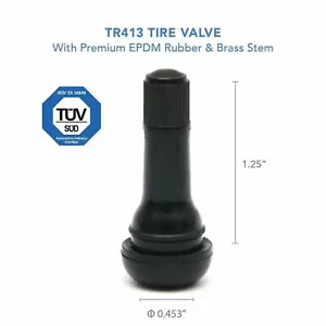 Lot 100 TR 413 Snap-In Black Rubber Tire Valve Stems Short Most Popular Valve - Picture 1 of 3
