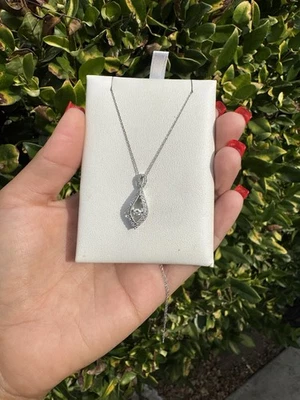 Women’s 10k White Gold Dancing Diamond Pendant Necklace - Image 1 of 4