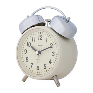 CASIO Alarm Clock Radio Beige Analog Loud Volume Twin Bell Snooze Function Light - Picture 1 of 6
