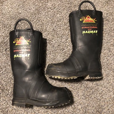 Botas de bombero Thorogood Hellfire talla 7 aisladas de goma estructurales peligrosas Foto 1 de 4