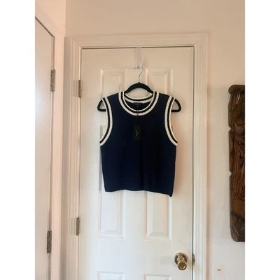 Rag & Bone Meghan Vest Navy Sleeveless Knit Sweater Medium - Image 1 of 4