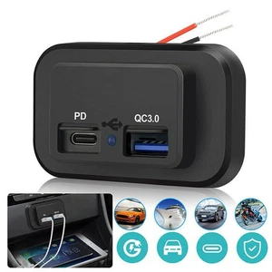 USB Port PD Type C Car Fast Charger Socket Power Outlet Panel Mount Accessories - Bild 1 von 12