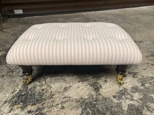 Striped Buttoned Footstool Susie Watson Dusky pink/ Ivory Stripe - Picture 1 of 8