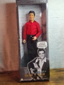Elvis Presley 12" sprechende Actionfigur in rotem Shirt & schwarzer Hose offener Karton - Bild 1 von 9