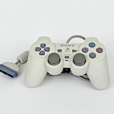 JOYSTICK Sony Playstation 1 PS2 PSX CONTROLLER originale Bianco Dualshock - Immagine 1 di 4