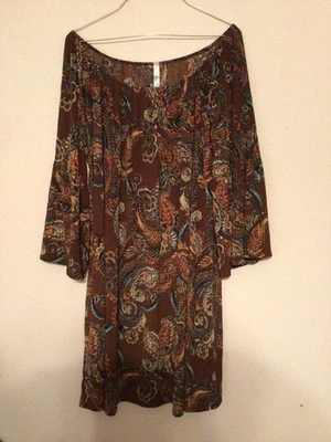 Dear Scarlett Mia 3 Fall Colors Dress L  3/4 Sleeve Boho Country Oversized - Image 1 of 4