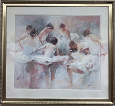 Willem Haenraets "Ballerinas" assinado à mão dança balé arte emoldurada NOVO - Imagem 1 de 3