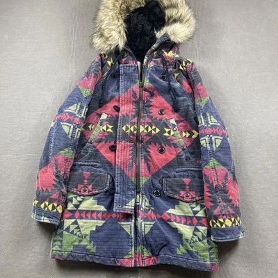 Denim & Supply Ralph Lauren Jacket Mens Small Aztec Hooded Fur Lined Parka Coat - Image 1 of 4