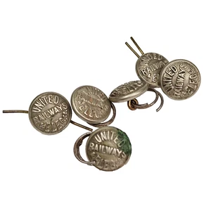 Lot 6 United Electric Railways Messing Uniform Knöpfe A Jacobs & Sons Eisenbahn - Bild 1 von 3