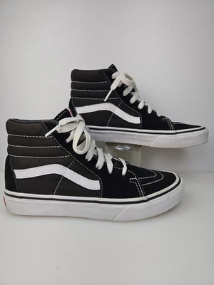 VANS Old Skool Sk8 Hi Black Suede Canvas Sneaker Shoes Lace Up Kid's 3.5 Skate - Image 1 of 4