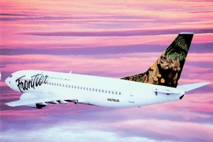 Postcard Airline Frontier Airlines fleet B737-300 Jet N578US #2106 Fox AP1. - Picture 1 of 2