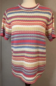 Suéter ORVIS Mujer S Rayas Manga Corta Cuello Enrollado Tejido Colorido Retro - Imagen 1 de 8