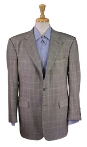 Burberry London Black/Silver/Gold Windowpane 3Btn Wool-Silk Sportcoat Blazer 44R - Picture 1 of 7