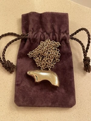 Collar colgante inferior cerrado Vail Golden Bear oro 14k PAPÁ BEAR 34" con bolsa Foto 1 de 2