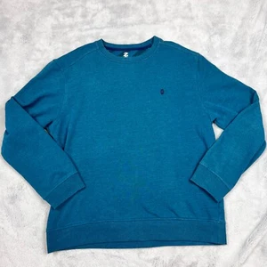 IZOD Mens Sz M Advantage Performance Crewneck Fleece Blue Pullover Sweatshirt - Picture 1 of 8