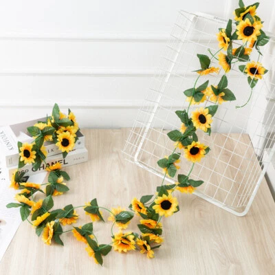 1Pack Artificial Sunflower Garland Decor Sunflower Vines Hanging Flowers Garland - Image 1 of 3