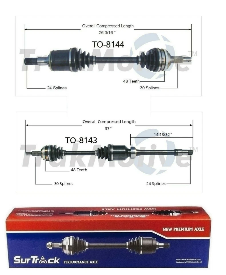 Juego de 2 ejes delanteros CV SurTrack para Toyota Camry 3,0 L V6 tracción delantera transmisión estándar Foto 1 de 1