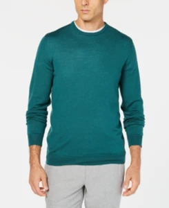 Tasso Elba Men's Crew Neck Merino Wool Pullover Sweater, Green, Large - Picture 1 of 3
